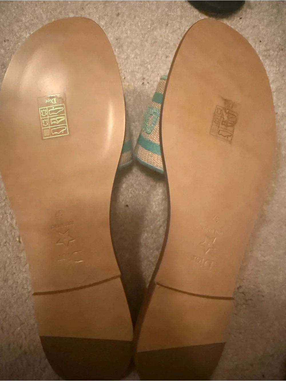 Authentic Christian Dior Aquamarine slides, size 37